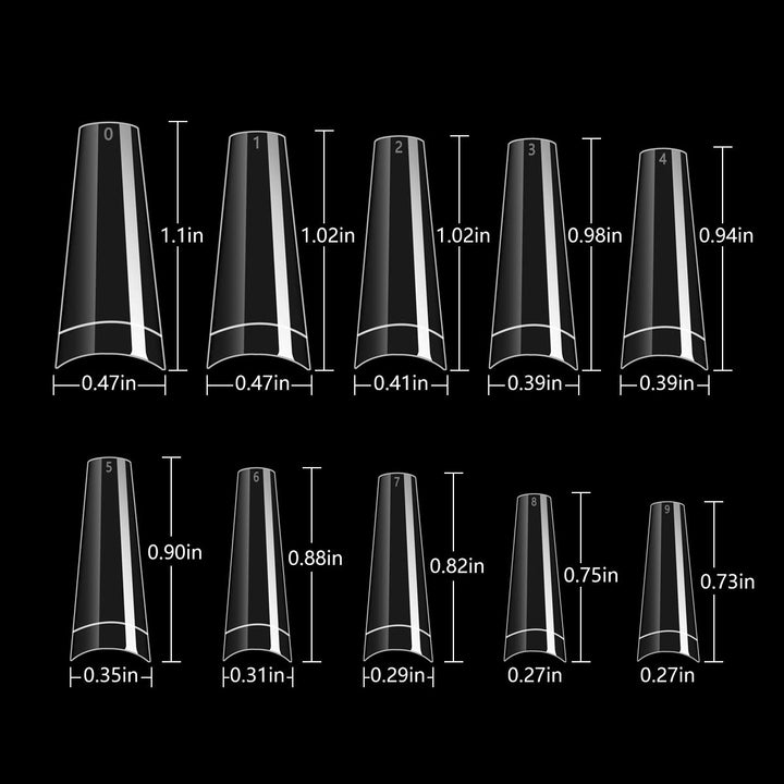 Acrylic Nail Tips French Nail Tips Clear Half Cover Acrylic False Nails 10 Sizes with Case Nail Salons and DIY Nail Art with Nail File, Clipper (1)