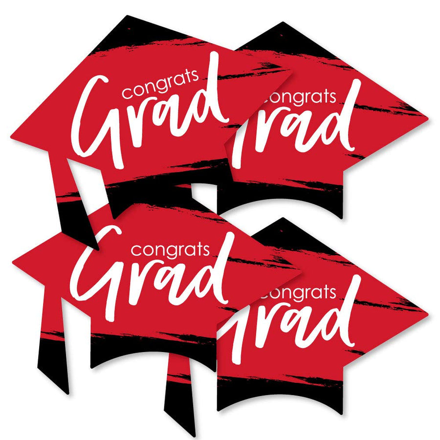 Red Grad - Best is Yet to Come - Grad Cap Decorations DIY Red Graduation Party Essentials - Set of 20