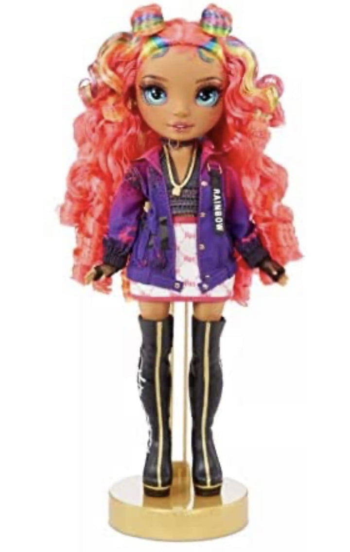 Rainbow High Rockstar Fashion Doll 2 Complete Outfits &amp; Rockband Essentials, Carmen Major Only