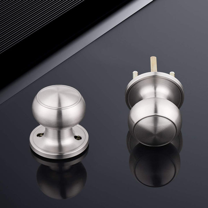 Stainless Steel Passage Door Lock Satin Nickel Interior Keyless Round Door Knob Handle Lockset, 1Pack