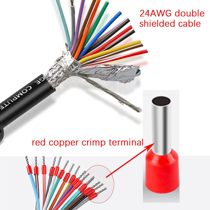 DB15 VGA Solderless Breakout Connector with 5Ft 24AWG Replacement Cable, Metal Shell 3+9 DB15 3Row Serial Plug to 15-Pin Port Terminal Female Adapter Connector Breakout Board