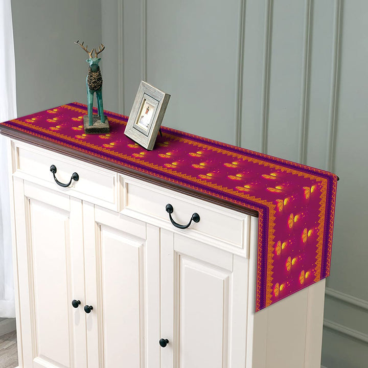 Linen 13x72&#39;&#39; Diwali Table Runner Indian Festival of Lights Decoration for Kitchen Dinning Room Decor