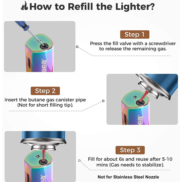 Kollea Torch Lighter, Triple Jet Butane Lighter Refilla