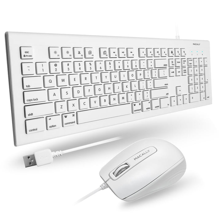 Macally 104 Key USB Wired Keyboard and Mouse Combo with