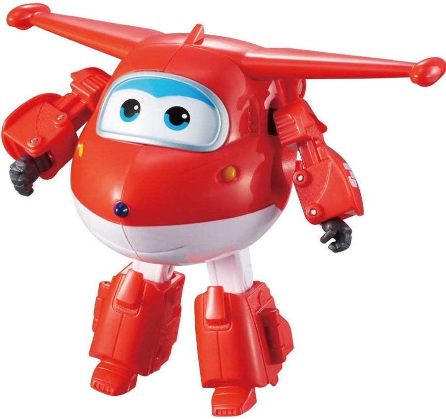 Toys, Jett Transformer Toys 5 Inch, Airplane Toy for Kids 3-5 Years Old, Transforming from Toy Jet to Robot, Real Mobile Wheels, Birthday Party Supplies for Preschool Boys and Girls Red