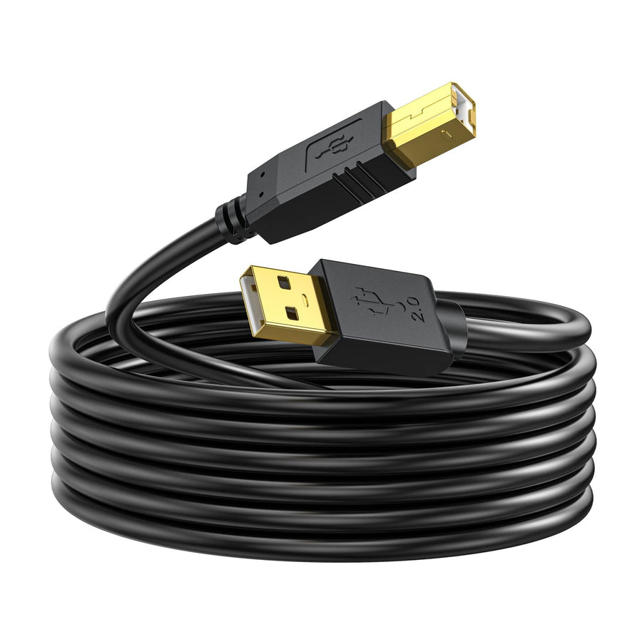 Printer Cable 20 ft, USB 2.0 Printer Cable Cord Type A-Male to B-Male Cable for Printer/Scanner-Gold-Plated