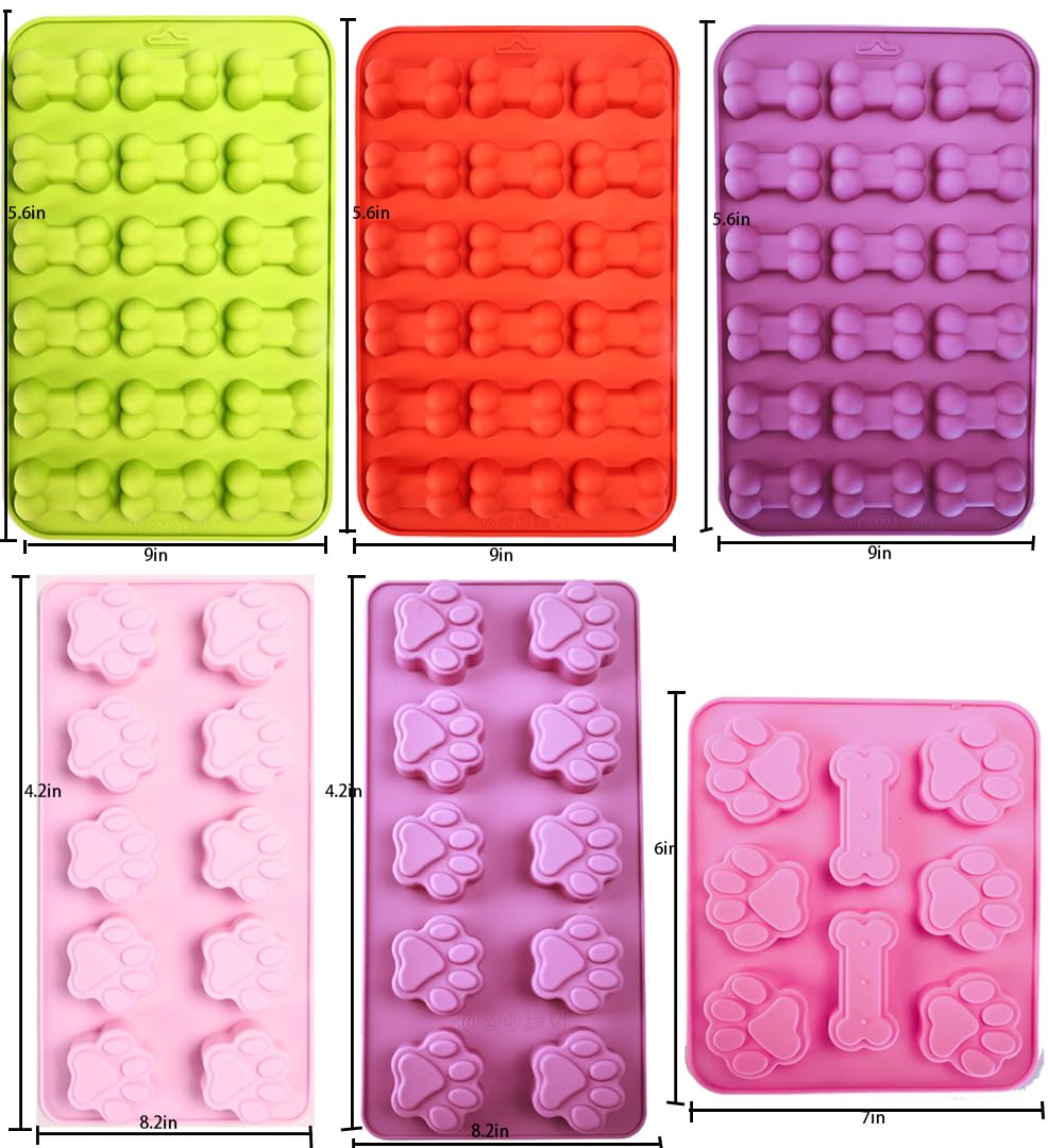 Puppy Dog Paw and Bone Silicone Molds Silicone Trays for Chocolate, Candy, Jelly, Ice Cube, Dog Treats