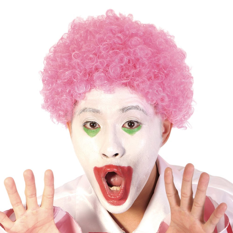 Pink: Funny Curly Afro Wig World Cup Football Fan Cosplay Wig Humor Clown Wig 6 Color (Pink)