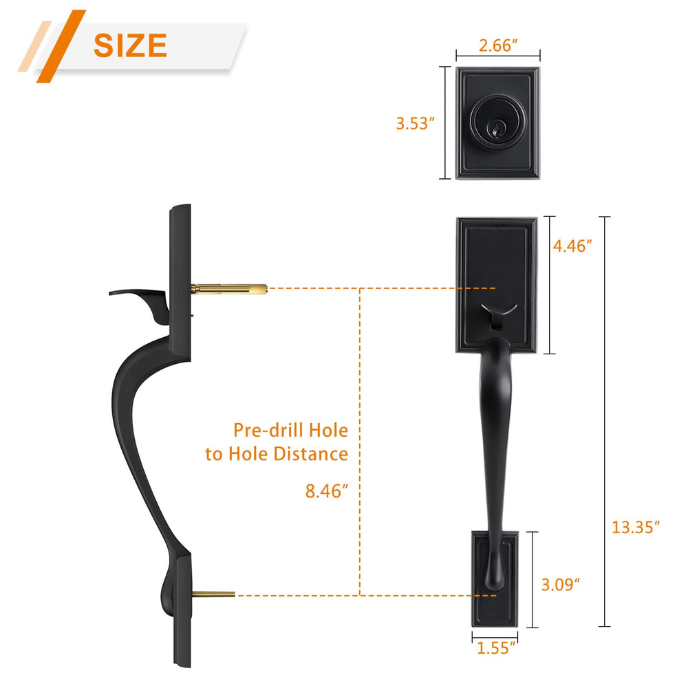 Natsukage Front Door Handle Set Heavy Duty Double Door 