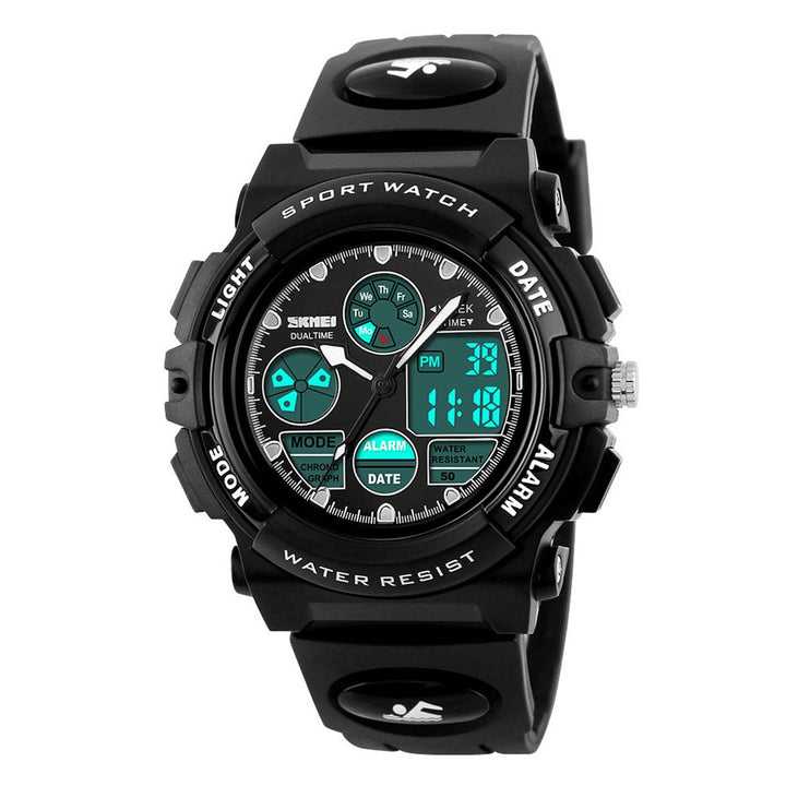 Kids Sports Watch Waterproof Boys Multi-Function Analog Digital Wristwatch LED Alarm Stopwatch Black
