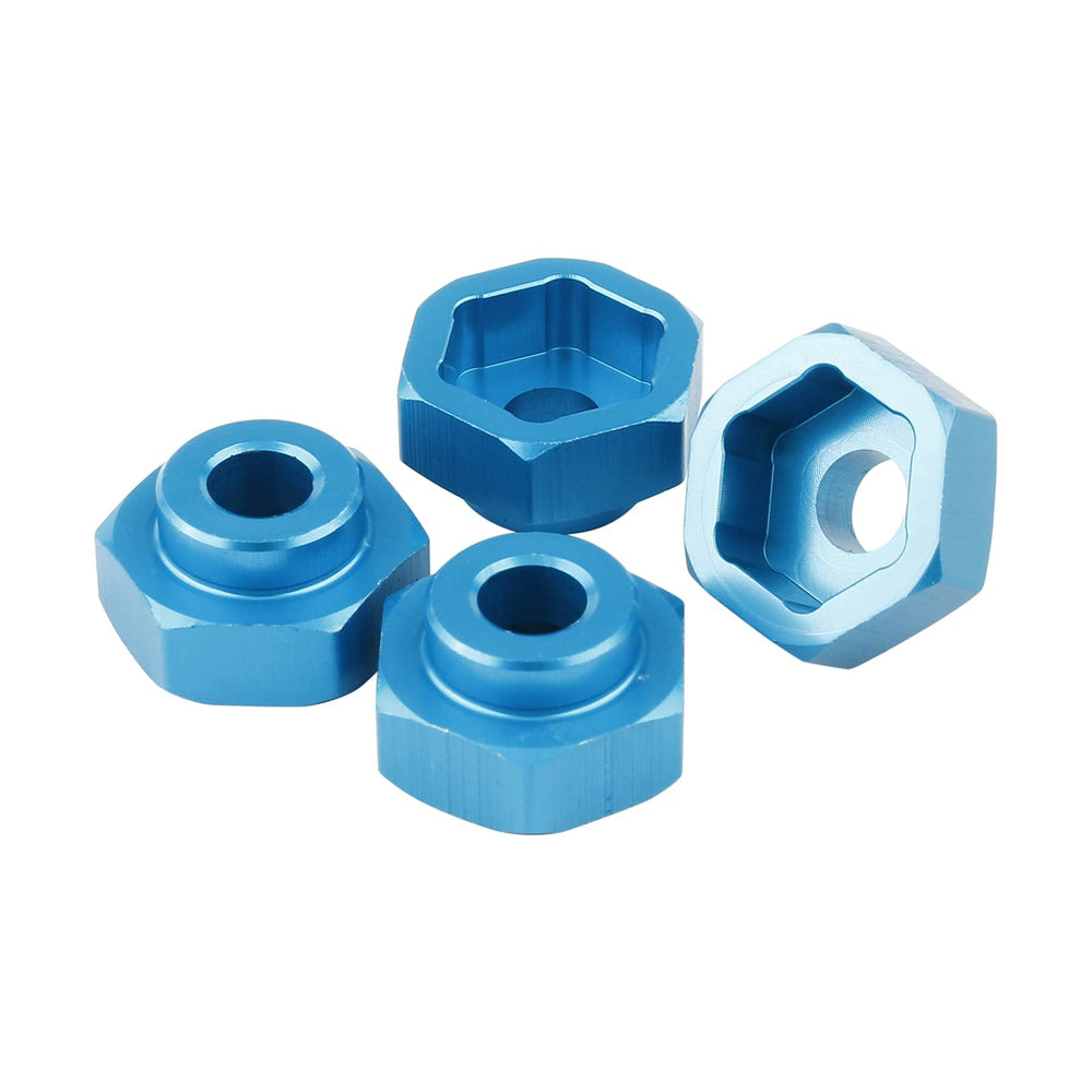4 Sets 12mm to 17mm Hub Hex Adapter Converter & Locknut & Wrench for 1/8 RC Wheels Install on 1/10 On-Road Off Road Car Buggy Truck Truggy Tamiya Axial Traxxas HPI HSP Losi Kyosho, Blue