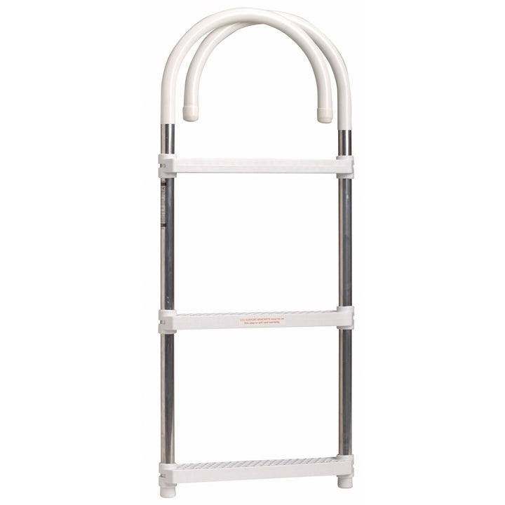 DotLine Boat Aluminum 3 Step Ladder 11 Hooks Center to Center for Gunwales 10 or Less