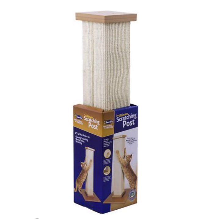Ultimate Scratching Post – Beige, Large 32 Inch Tower - Sisal Fiber, Simple Design - For All Cats