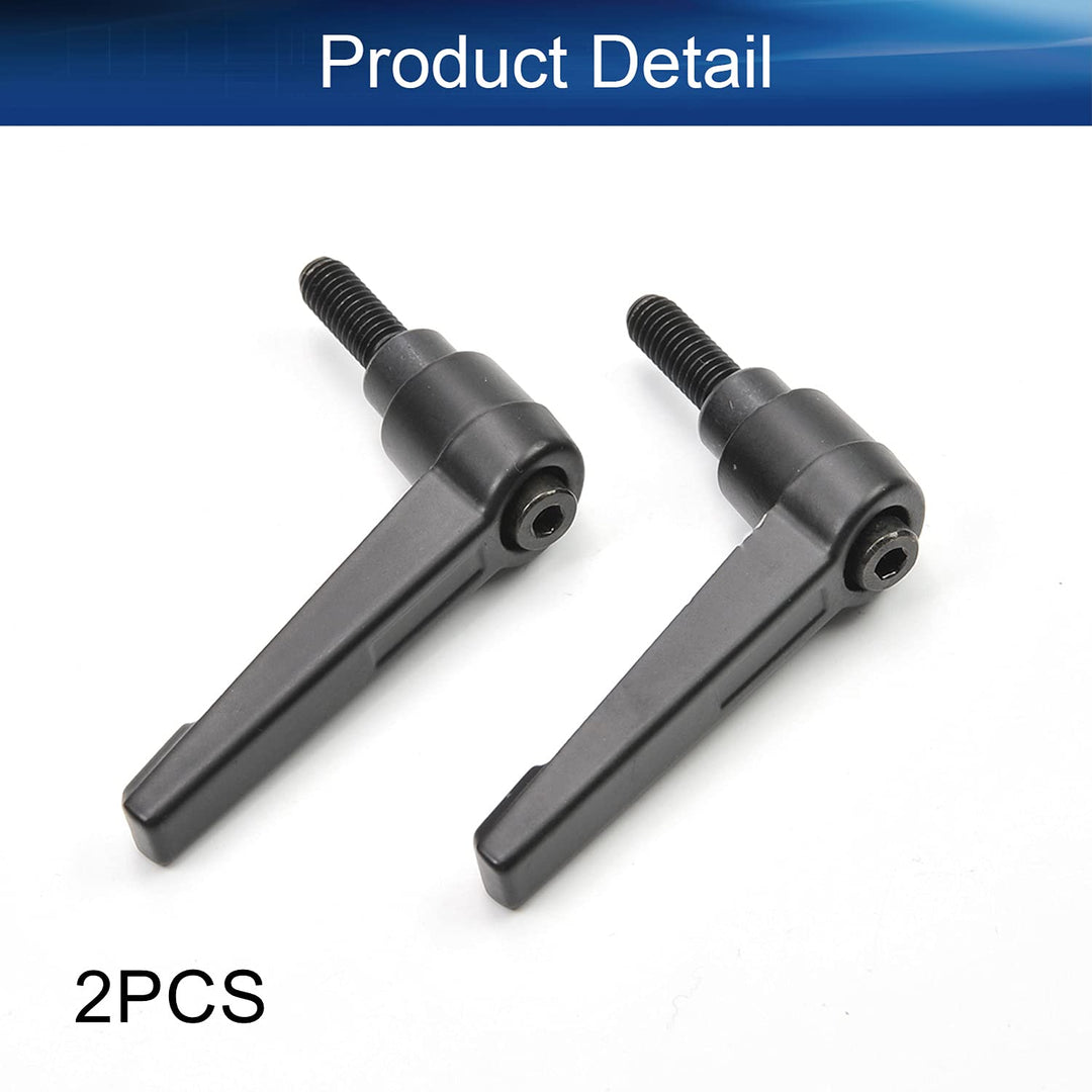 2Pcs M6 Male Thread Adjustable Handle Screw Length 16mm Clamping Lever Black w Stud for Packaging Machinery and Equipment, Sharpeners, Machine Tools, Printing Equipment