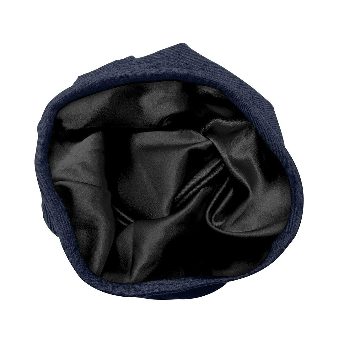 Satin Lined Jersey Beanie, Navy