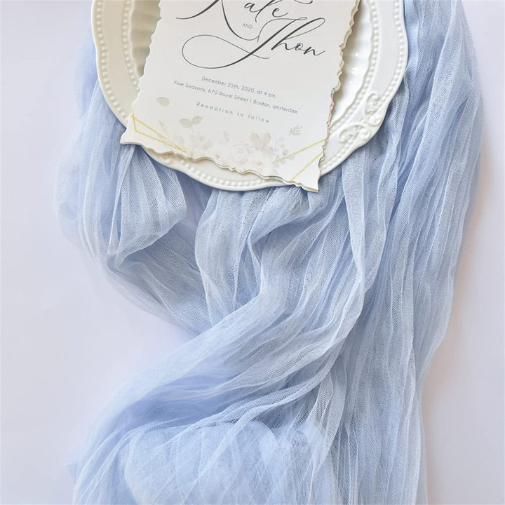 Blue Cheesecloth Table Runner 10Ft Rustic Gauze Cheese Cloth Table Runner Boho Fall Thanksgiving Table Runner for Wedding Bridal Shower Halloween Decoration