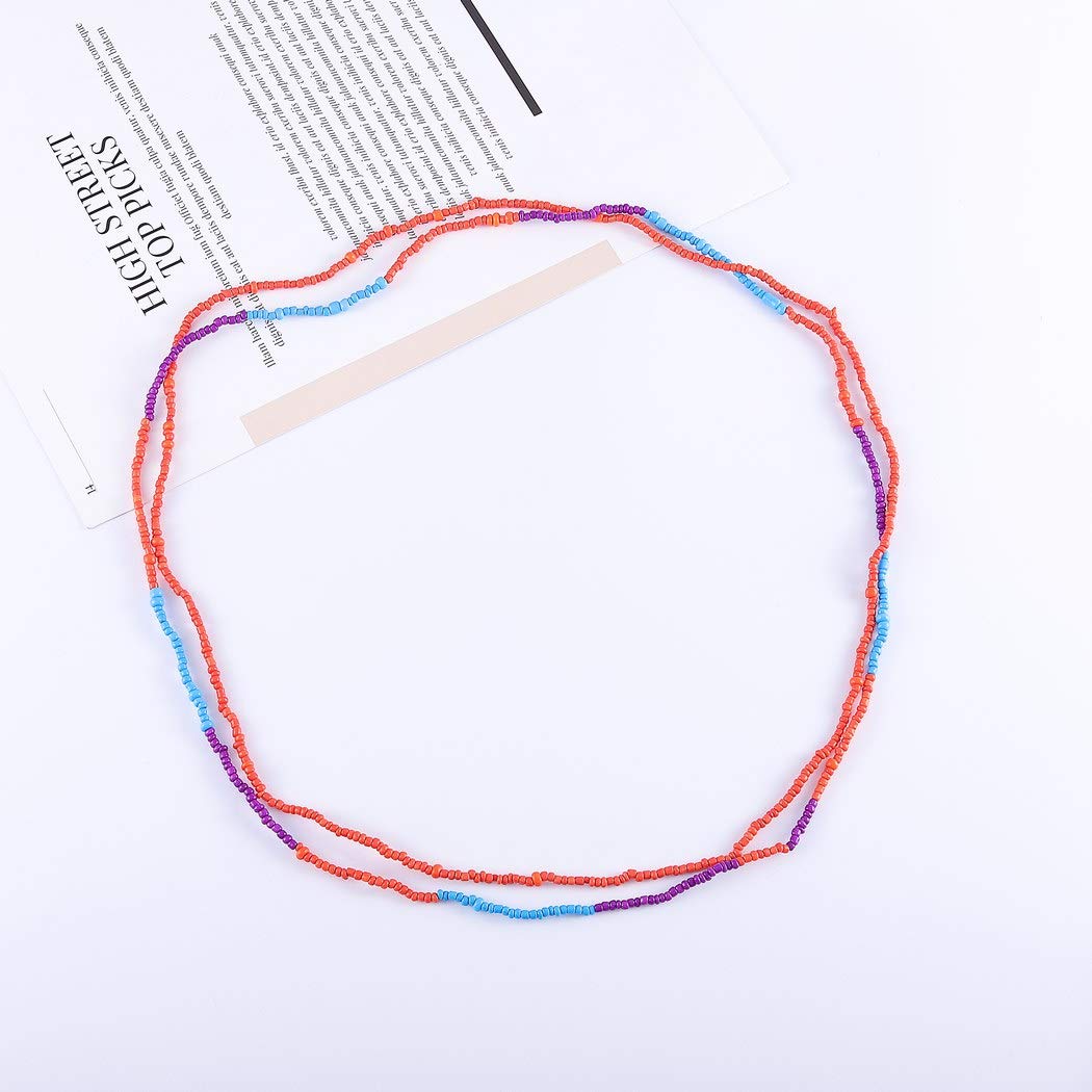 Sexy Body Chains Bead Belly Waist Chains Set Colorful Body Jewelry Beach for Women and Girls 2PCS (Orange&amp;Blue)