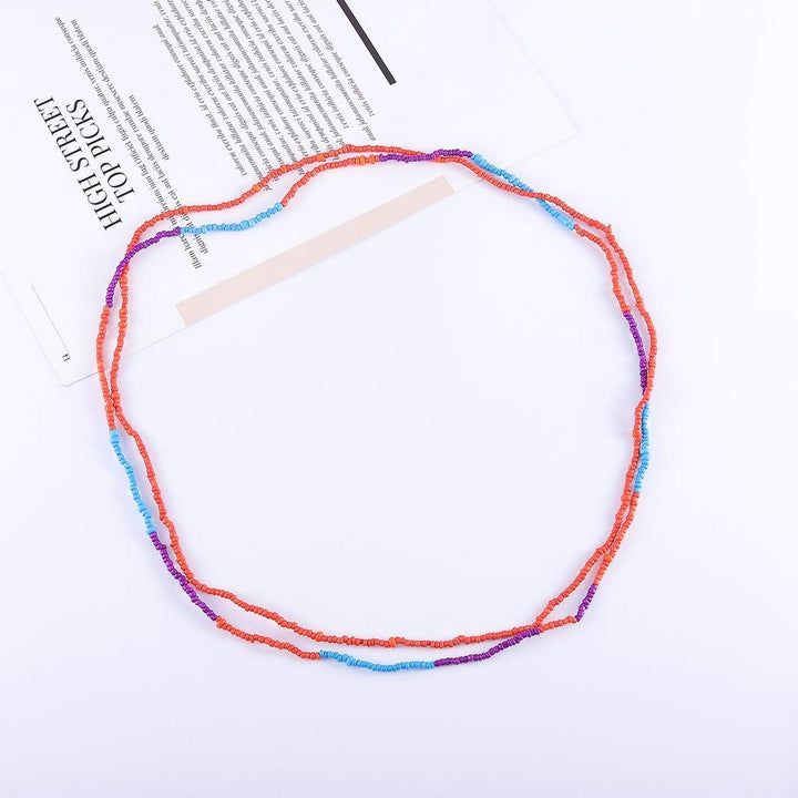 Sexy Body Chains Bead Belly Waist Chains Set Colorful Body Jewelry Beach for Women and Girls 2PCS (Orange&amp;Blue)