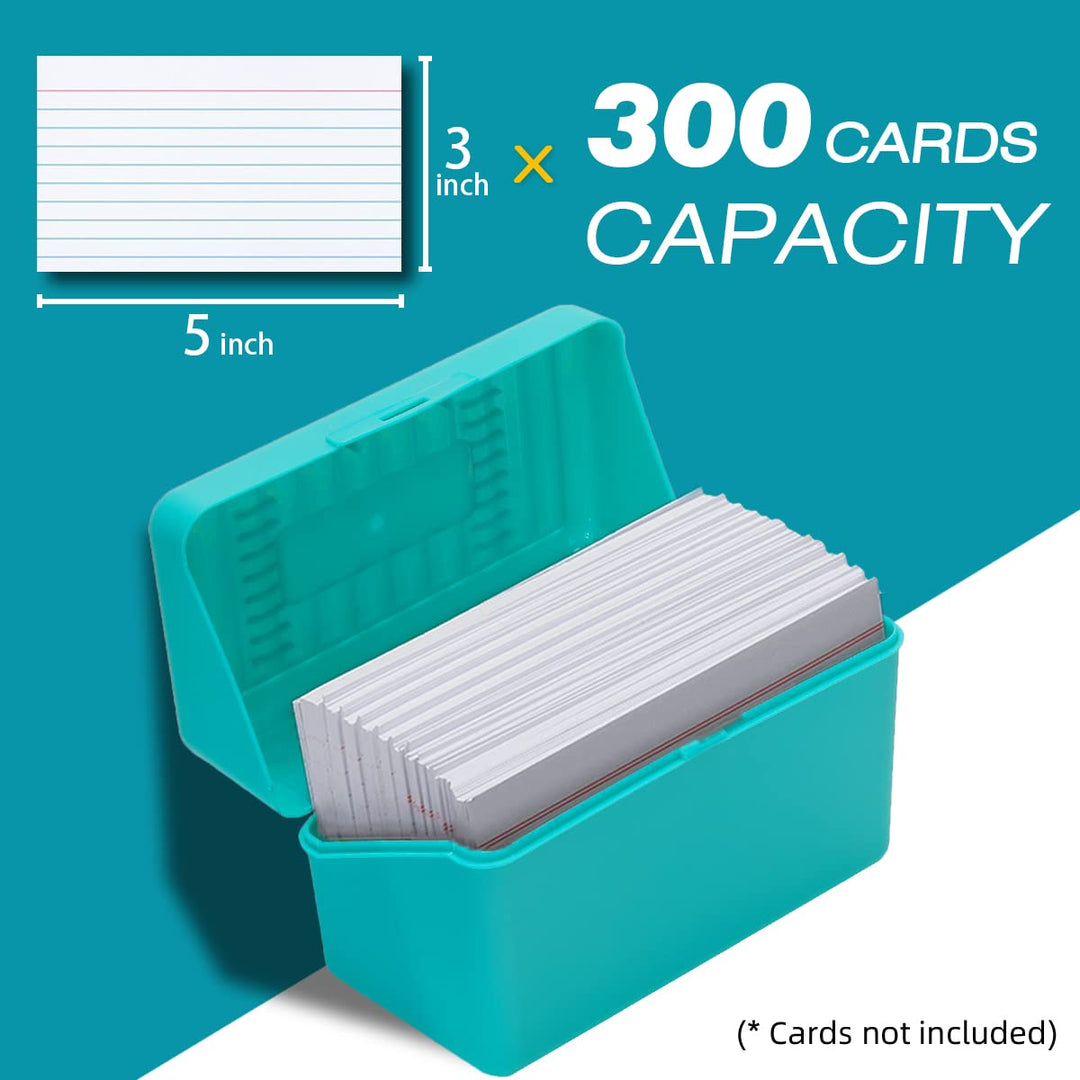 Index Card Holder 3x5, Index Card Box Organizer Case, 3x5 Flash Note Card Holder, 300 Card Capacity Box, 3 Packs (Red/Green/Yellow)