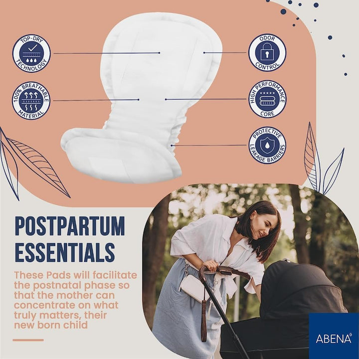 Abena Maternity Pads for Women Super Absorption, Soft Disposable Pads for After-Delivery Incontinence, Pack of 15