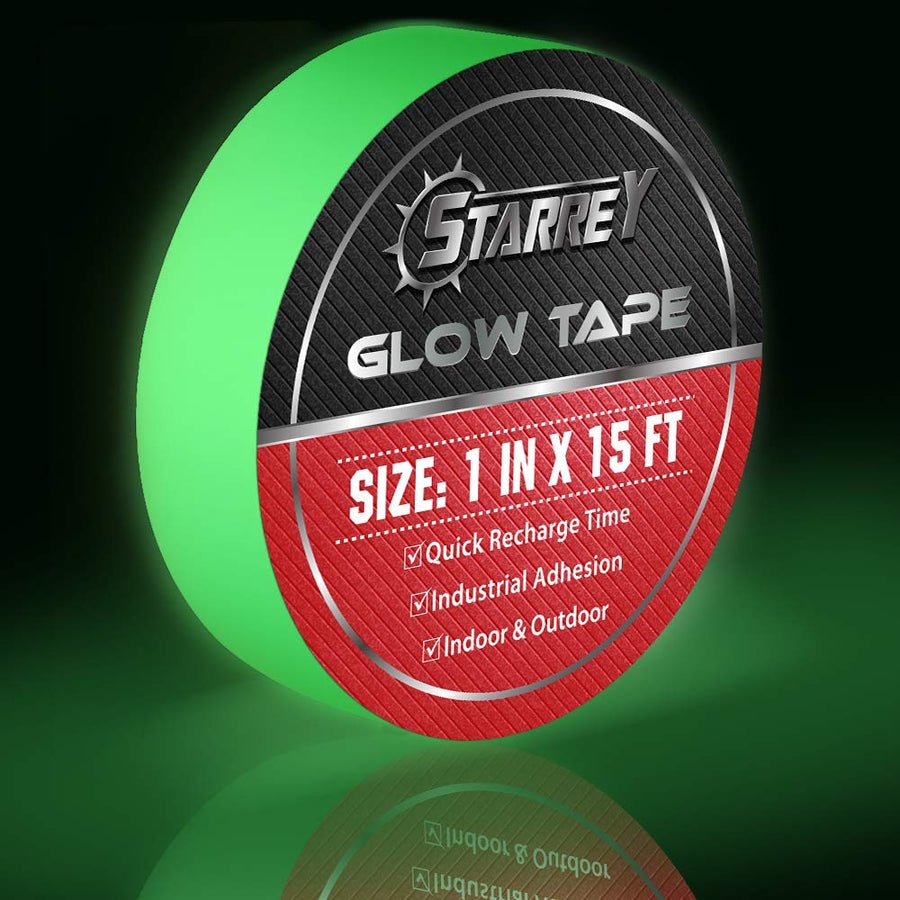 Glow in The Dark Tape 1 in X 15 FT Waterproof photoluminescent/Luminescent Duct Tape Stickers for Halloween Party Clothes, Floor,Steps,Exit Sign