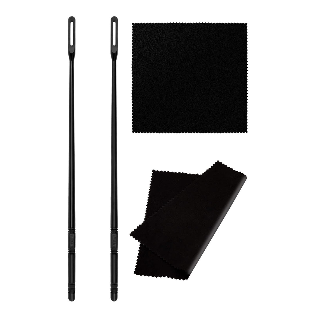4pcs Flute Cleaning Kit, 2pcs Flute Cleaning Rod and 2pcs Flute Cleaning Cloth Flute Cleaning Swabs Flute Cleaning Supplies for Flute Cleaning and Polishing (Black)