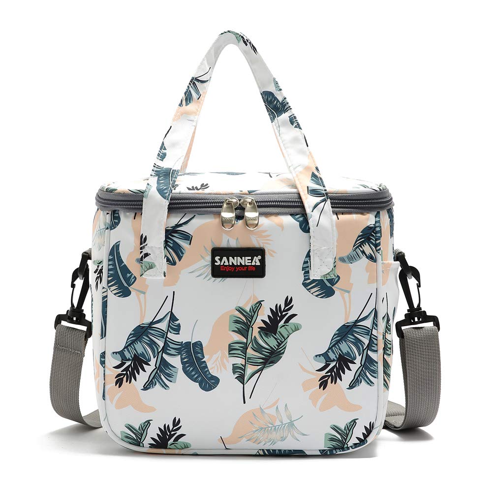 Reusable Insulated Thermal Lunch Bag Cute Lunch Box for Teens Boys Girls Adult Women Work School Outdoor Travel Picnic Beach BBQ party (Leaves)