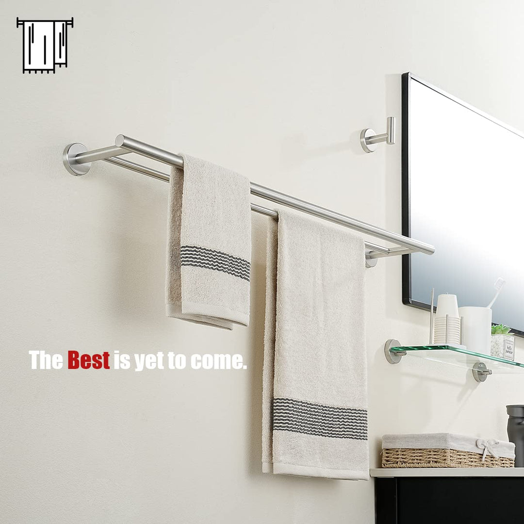 Double Bath Towel Bar, 30 Inch 304 Stainless Steel Thicken 0.8mm Towel Rack for Bathroom, Towel Holder Brushed Finished Wall Mount, 33 in Total Length, TB100L30-BN