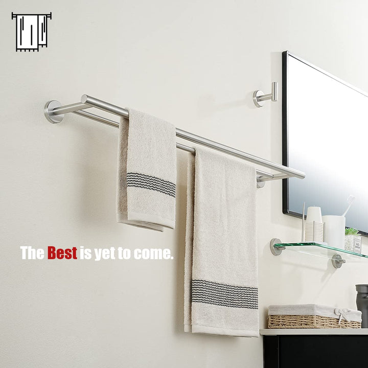 Double Bath Towel Bar, 30 Inch 304 Stainless Steel Thicken 0.8mm Towel Rack for Bathroom, Towel Holder Brushed Finished Wall Mount, 33 in Total Length, TB100L30-BN