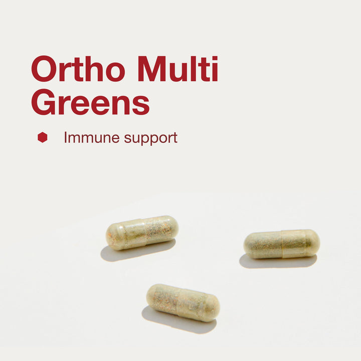 Ortho Multi Greens - Multivitamin with Green Superfoods - with Vitamins C, B6, B12 &amp; More - with Spirulina, Chlorella &amp; Alfalfa - Iron Free - Non-GMO - 180 Veg Caps