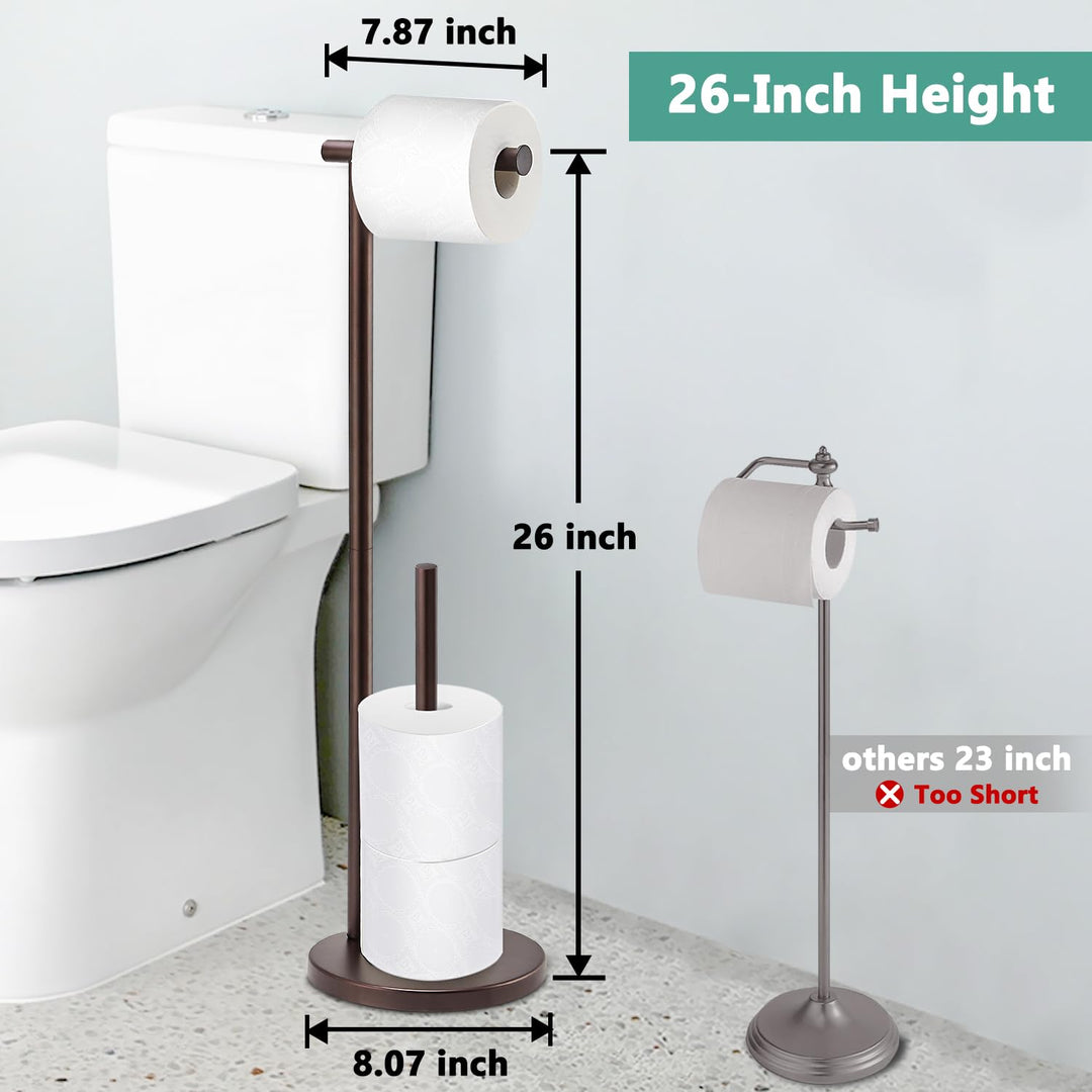 Free Standing Toilet Paper Holder Stand, Oil Rubbed Bronze Toilet Paper Holder with Storage for Jumbo Mega,