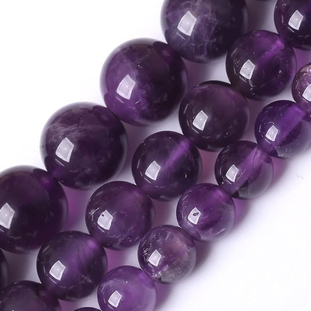 60pcs 6mm Natural Amethyst Beads Crystal Quartz Round Loose Gemstone Beads for Jewelry Making DIY Bracelet Necklace