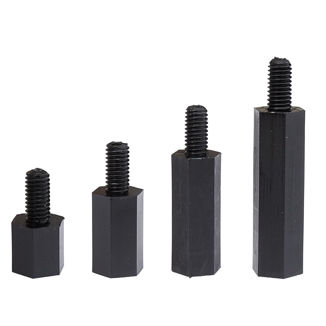 Litorange 320PCS M3 Male Female Nylon Hex Spacer Standoff Screw Nut Threaded Pillar PCB Motherboard Assorted Assortment Kit (Black)