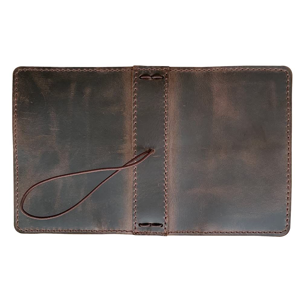 Travelers Notebook Cover with Inner Pockets, Card Slots and Pen Holder, Passport Size, Dark Brown
