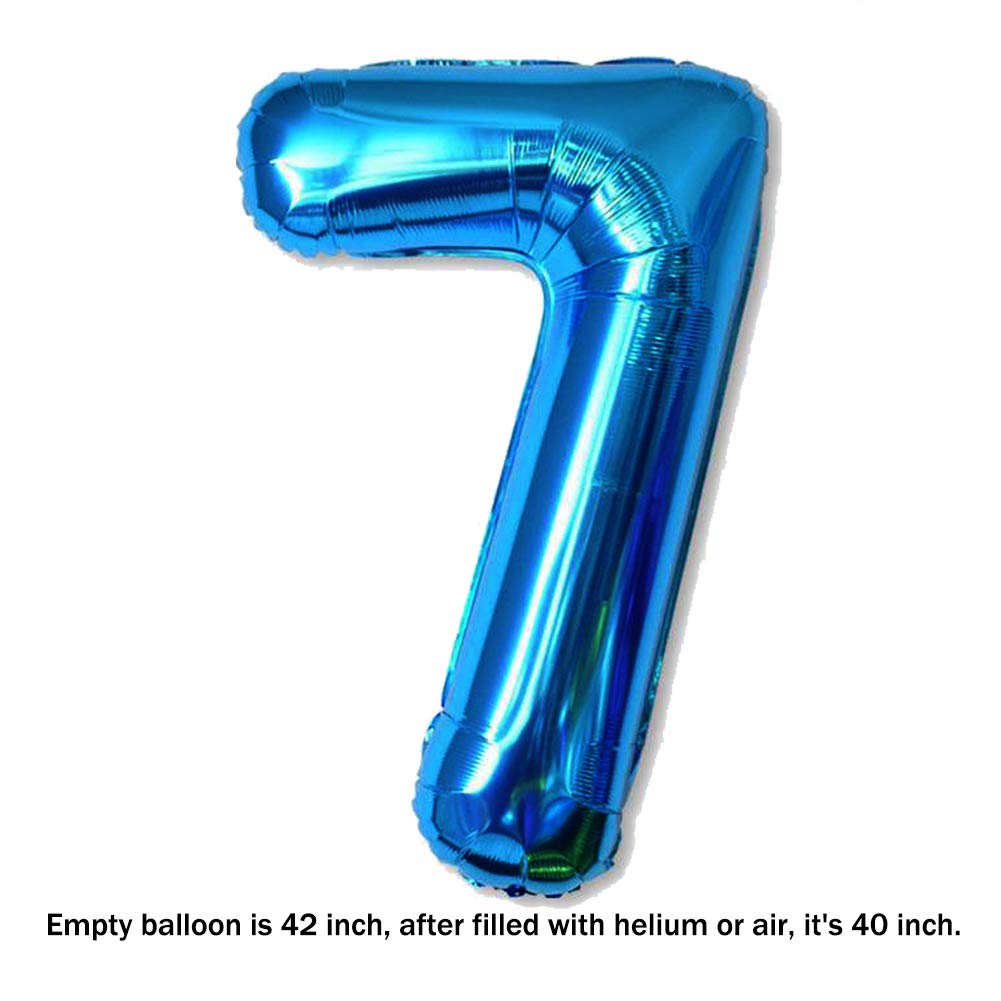 40 Inch Jumbo Blue Number 7 Balloon Giant Balloons Prom Balloons Helium Foil Mylar Huge Number Balloons for Birthday Party Decorations/Wedding/Anniversary