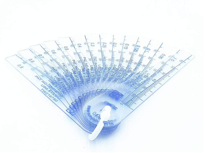 Feeler Gauge Plastic 13 in 1 Gap Measuring Tool 0.05-1mm Marked Metric and Imperial for Measuring Gap Width Thickness