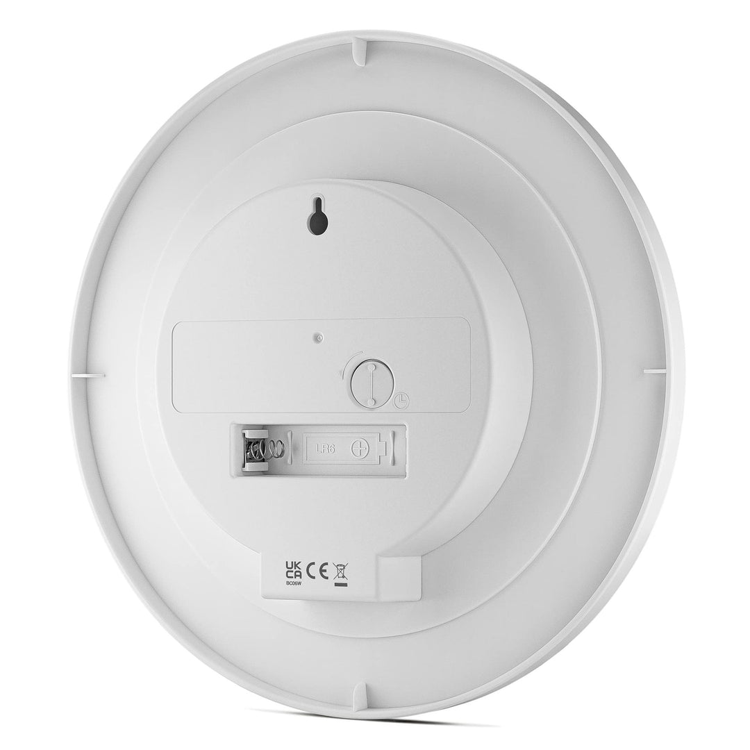Braun Classic Analogue Wall Clock with Quiet Quartz Movement, Easy to Read, 20cm Diameter in White, Model BC06W.