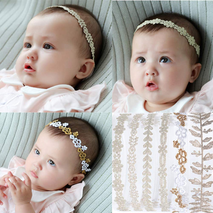 Asufegucd Rabbit Ears Cloth Bow–Stretch Headbands for Baby Toddler Girls Birthday, Party,Shower (Gold)