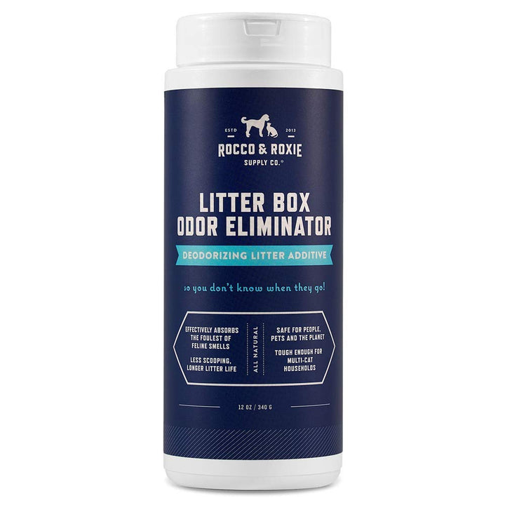 Rocco &amp; Roxie Litter Box Odor Eliminator, Best Natural Urine Deodorizer for Cat Litter Boxes Cats Smell Control, Odor Absorber, Safe for Kitty, 12 oz