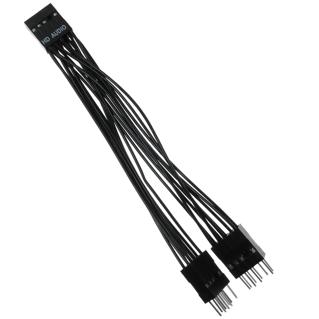 Magic&amp;shell 9 Pin HD Audio 1 Female to 2 Male Splitter Y Cable Lead Wire for Motherboard 10cm