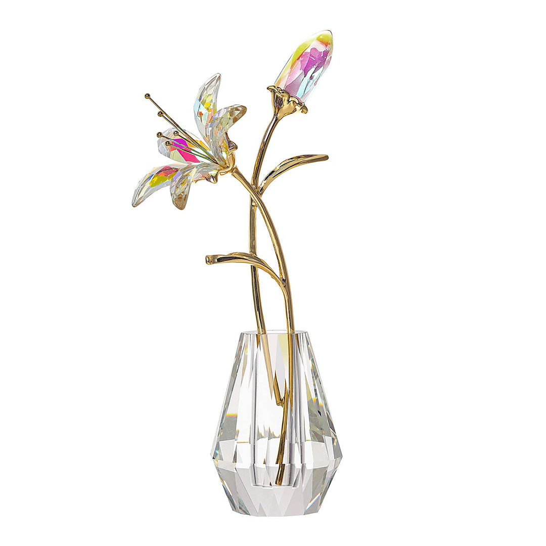Crystal Artifical Tiger Lily Flowers with Crystal Vase - AB Coated Crystal Collectible Figurines Blooming Lily Flower for Home,Wedding - Gift Idea for Mothers Day, Valentine&#39;s Day