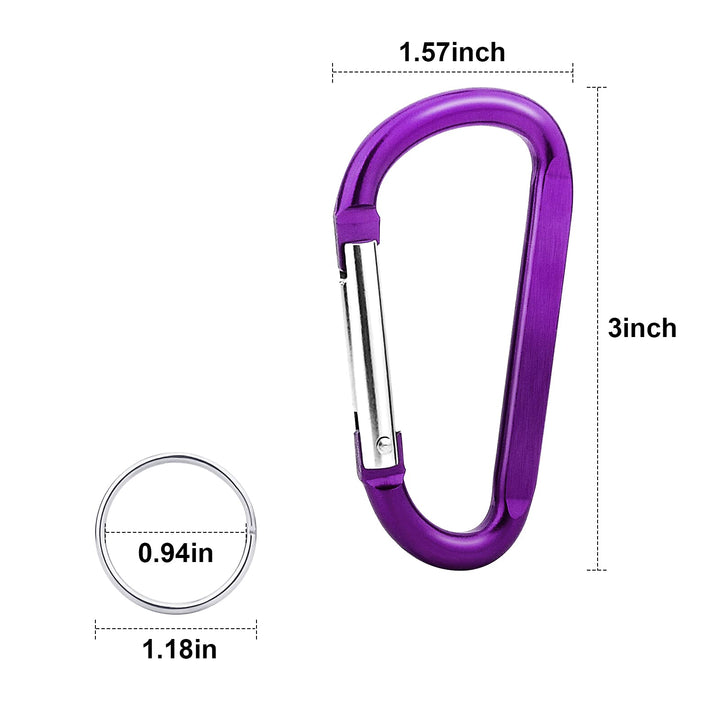 10 Pack 3'' Aluminum Spring Snap Hook Carabiner D Ring Carabiner Clip Camping Accessories Fishing Hiking Traveling and Keychain Craebuer