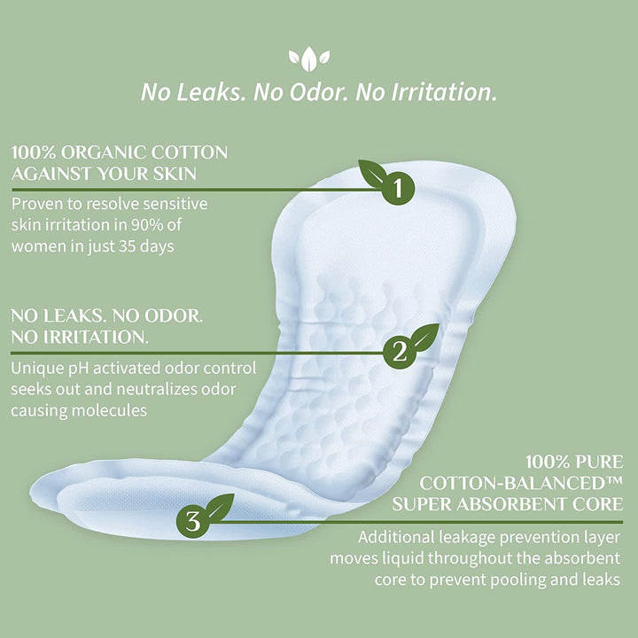Organyc 100% Organic Cotton Incontinence Pads for Bladd