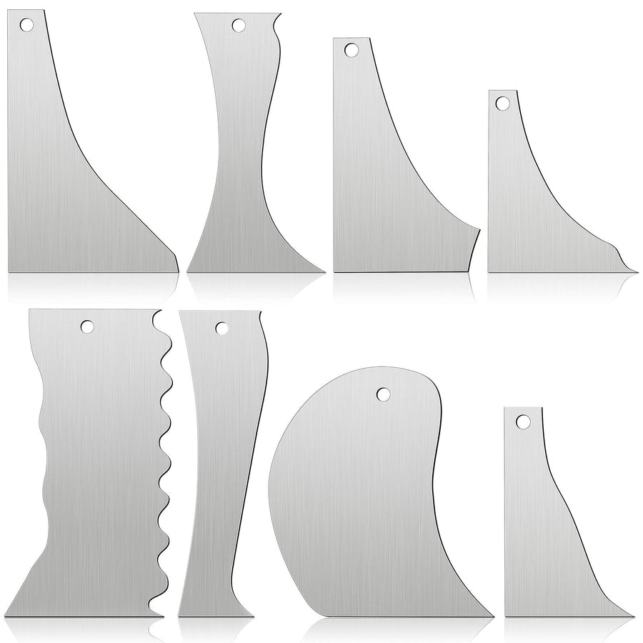 8 Pcs Metal Pottery Tool Profile Rib Bundle Stainless Steel Clay Scraper Tool Handy Sculpting Ceramics Scoring Potteries Serrated Pottery Trimming Tools for Sculpture Crafts, 8 Designs