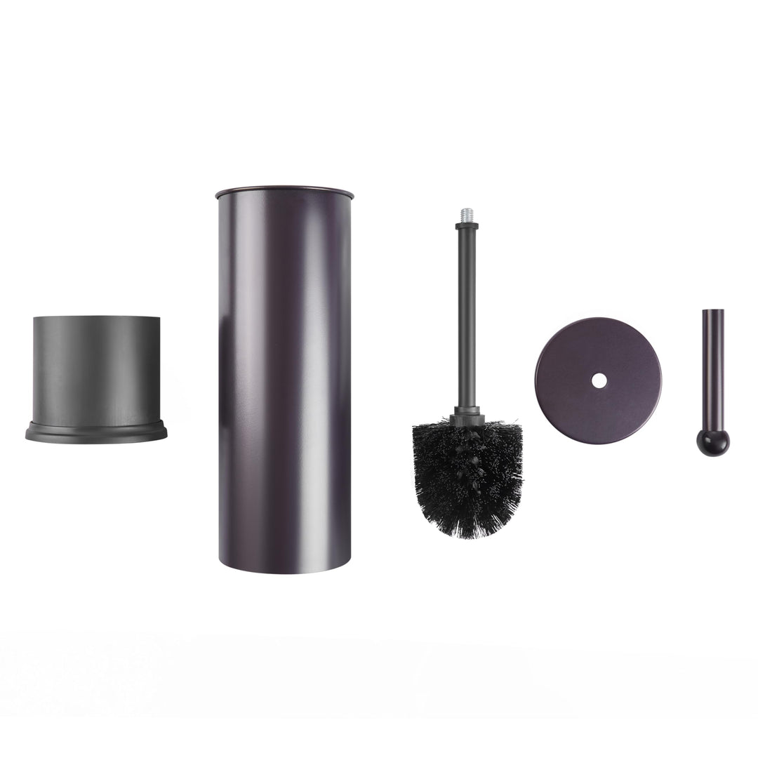 HUJI Rust Resistant Bronze Toilet Brush Holder with Lid Perfect Bathroom Bowl Cleaning Set Gift for House Warming or College Dorms Accessories (1, Bronze Toilet Brush)