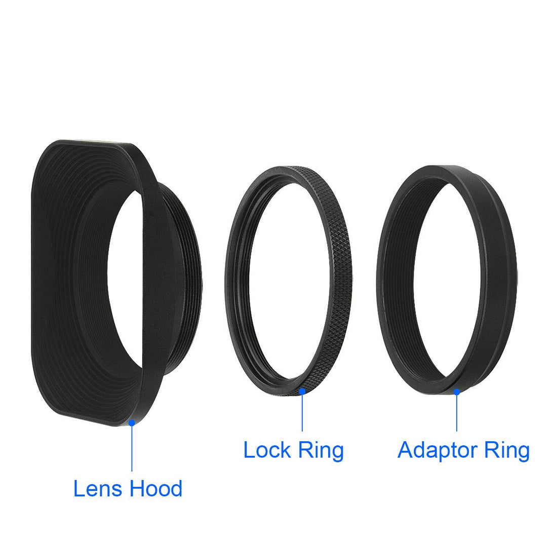 Haoge LH-E3T Square Metal Lens Hood with 49mm Adapter R