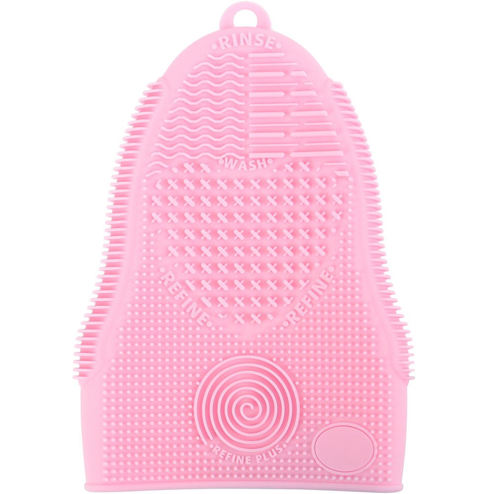 Makeup Brush Cleaner Mat Mitt Glove Silicone Cosmetic Cleaning Scrubber Tool for Face Brushes and Eye Brush Washing Pad Pink
