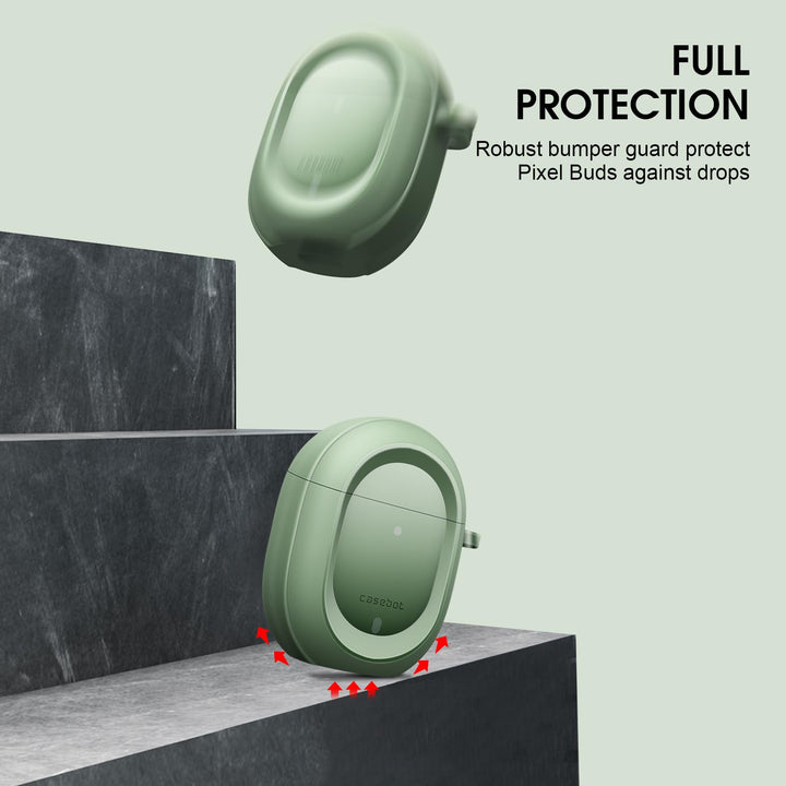 Case Cover for Pixel Buds A-Series 2021 and Pixel Buds 2 (2020), Rugged Shield Protective Skin [Front LED Visible](Sage Green)