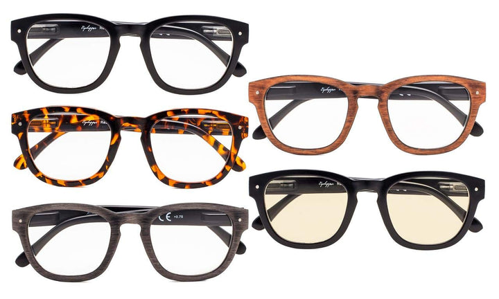 Eyekepper 5-Pack Reading Glasses Professor Vintage Styl