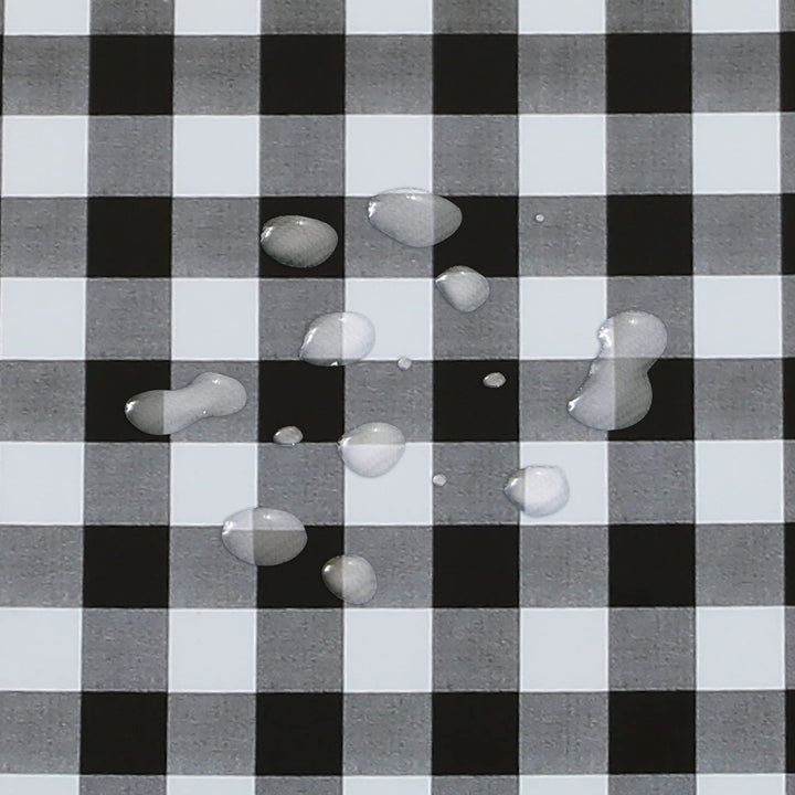 Round Fitted Vinyl Tablecloth with Elastic Edge 100% Waterproof Oil Proof PVC Table Cloth Wipe Clean Table Cover for Indoor and Outdoor, Black Check, 45- 56